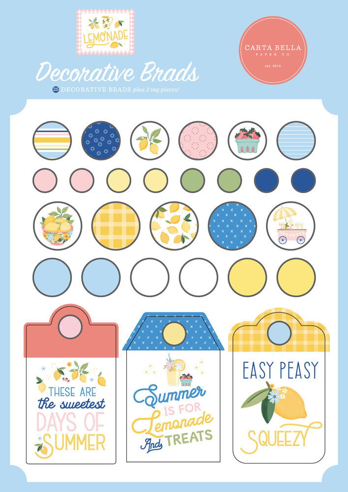 Carta Bella Lemonade Decorative Brads (CBLE495020) Carta Bella Lemonade Decorative Brads (CBLE495020)