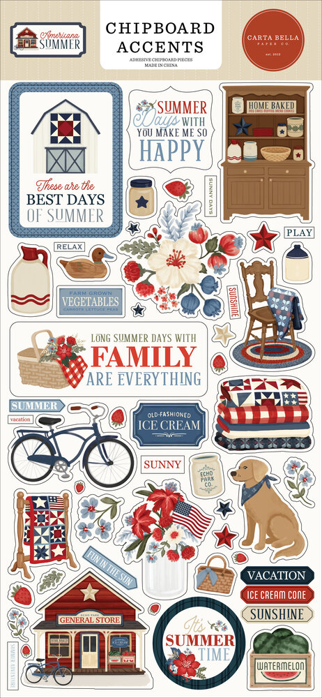 Carta Bella Americana Summer 6x13 Inch Chipboard Accents (CBAS493021)