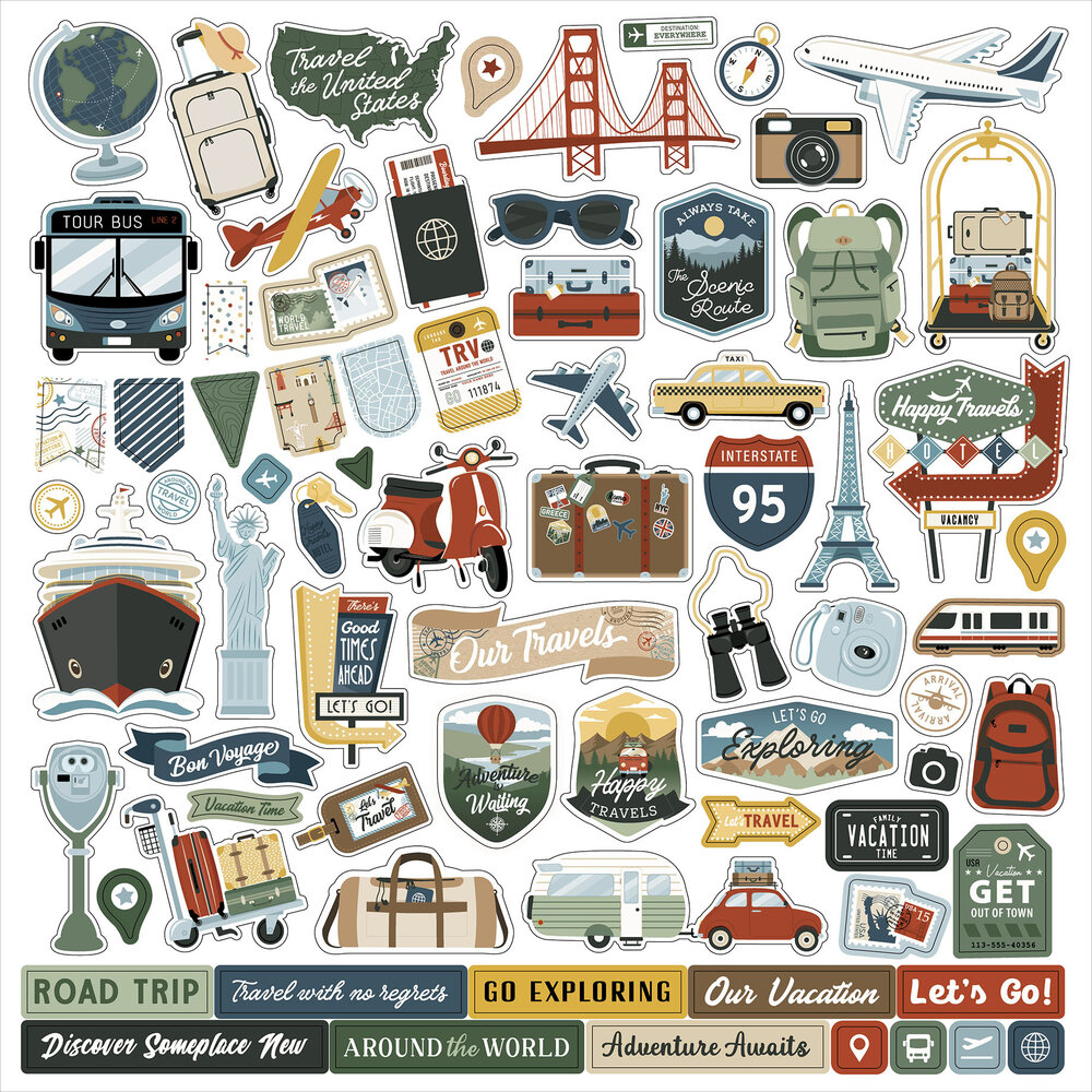 Echo Park It's Time To Travel 12x12 Inch Element Sticker (TTT494014)