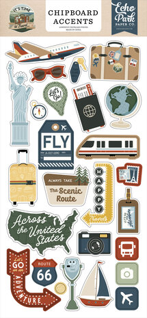 Echo Park It's Time To Travel 6x13 Inch Chipboard Accents (TTT494021)