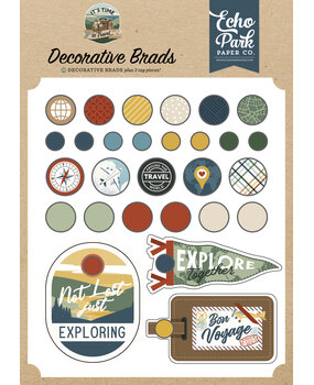 Echo Park It's Time To Travel Decorative Brads (TTT494020)