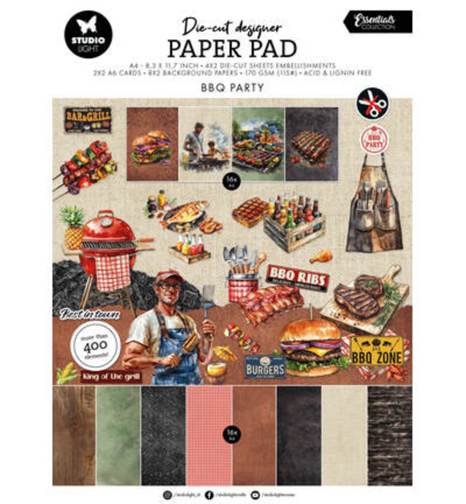 Studio Light Essentials BBQ Party A4 Die-Cut Paper Pad (SL-ES-DCPP437)
