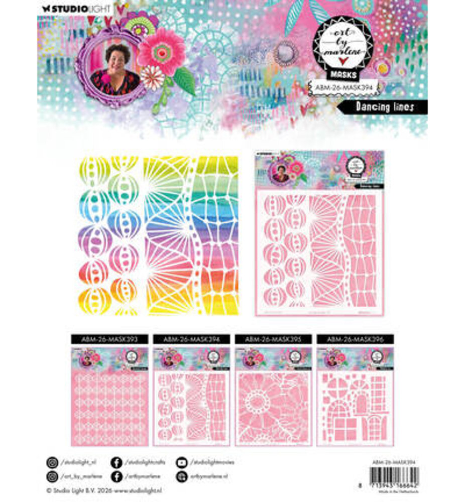 Studio Light PRE-ORDER Masking Stencil Dancing Lines (ABM-26-MASK394)