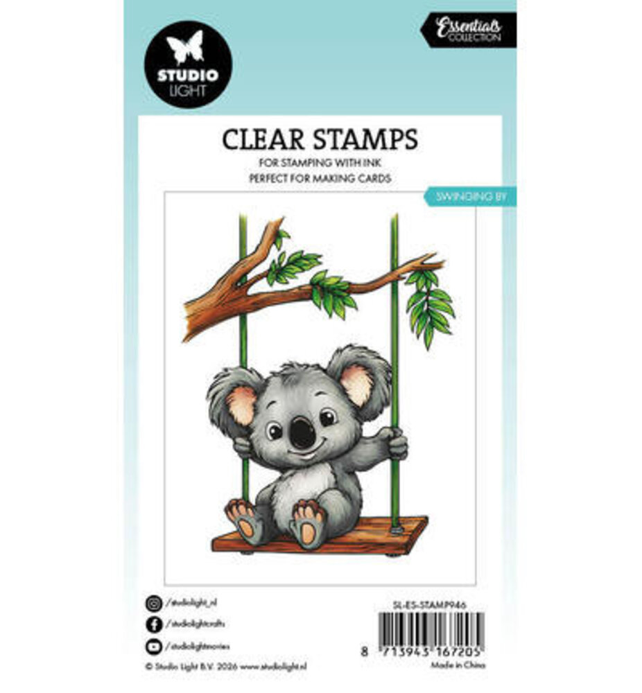 Studio Light PRE-ORDER Essentials Clear Stamps Swinging by Koala (SL-ES-STAMP946)