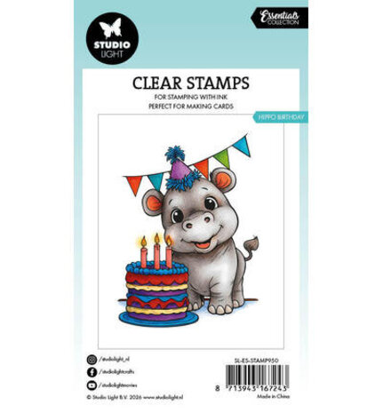 Studio Light PRE-ORDER Essentials Clear Stamps Hippo Birthday (SL-ES-STAMP950)