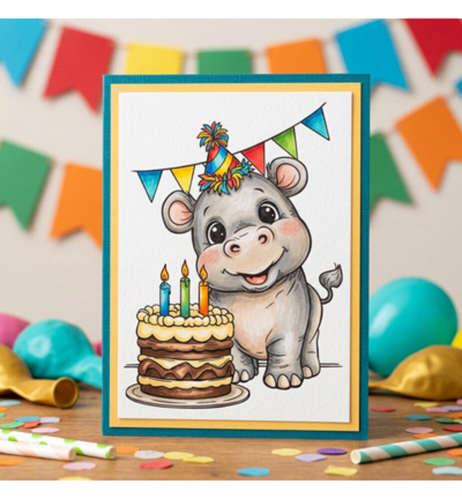 Studio Light PRE-ORDER Essentials Clear Stamps Hippo Birthday (SL-ES-STAMP950)