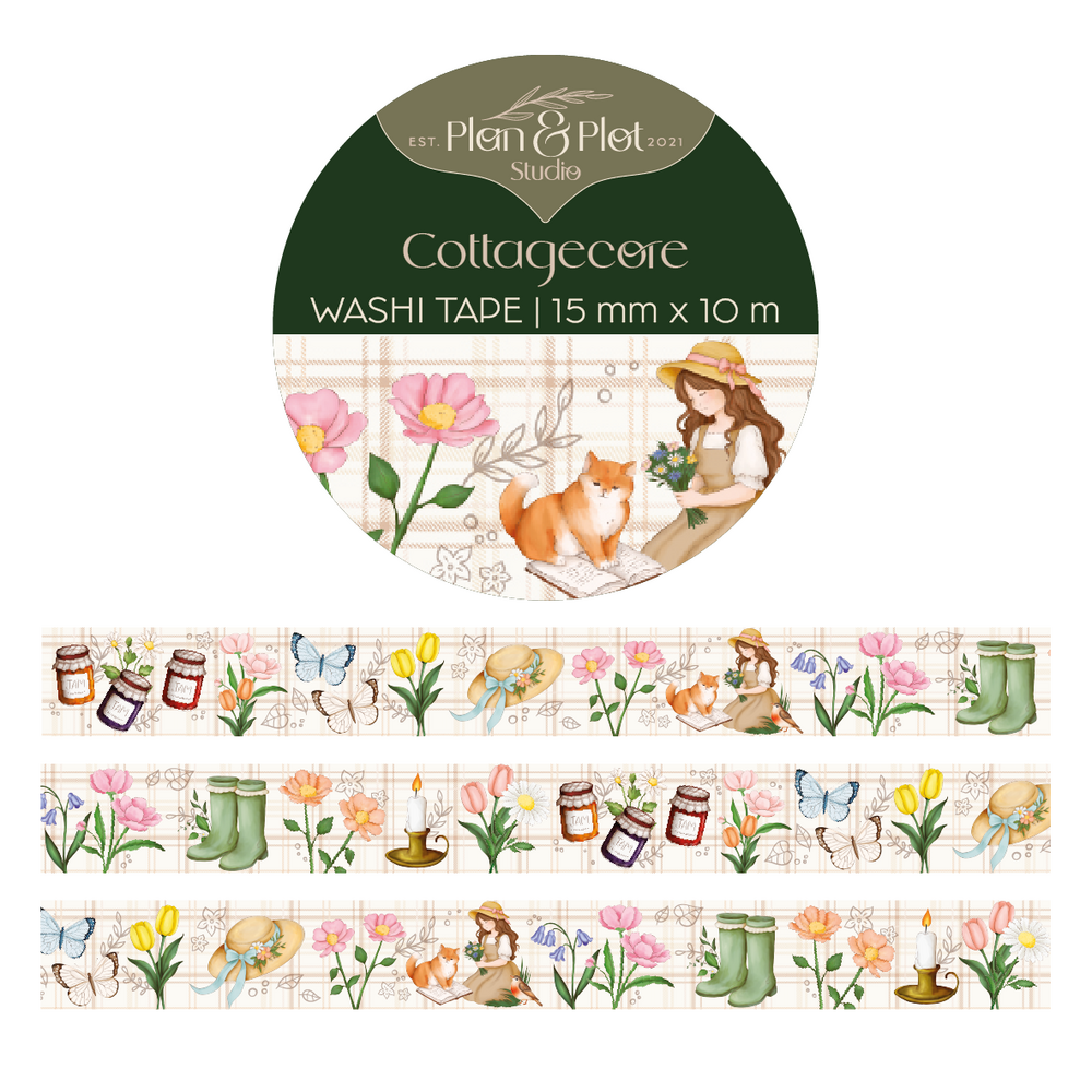 Plan & Plot Studio Cottagecore Washi Tape 15mm (WT157) Plan & Plot Studio Cottagecore Washi Tape 15mm (WT157)