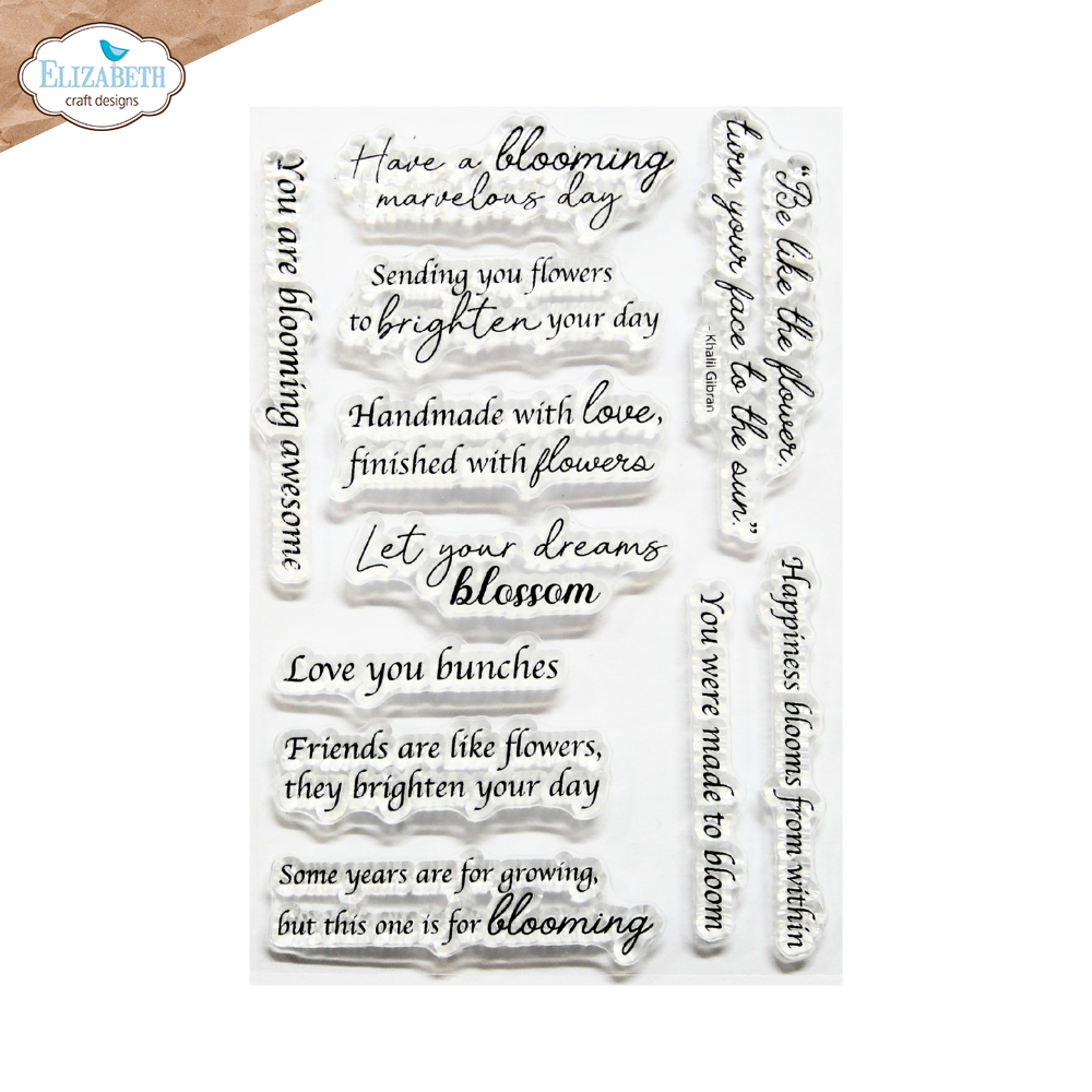 Elizabeth Craft Designs Beautiful Blooms A6 Clear Stamps Bloom Sentiments (CS450)