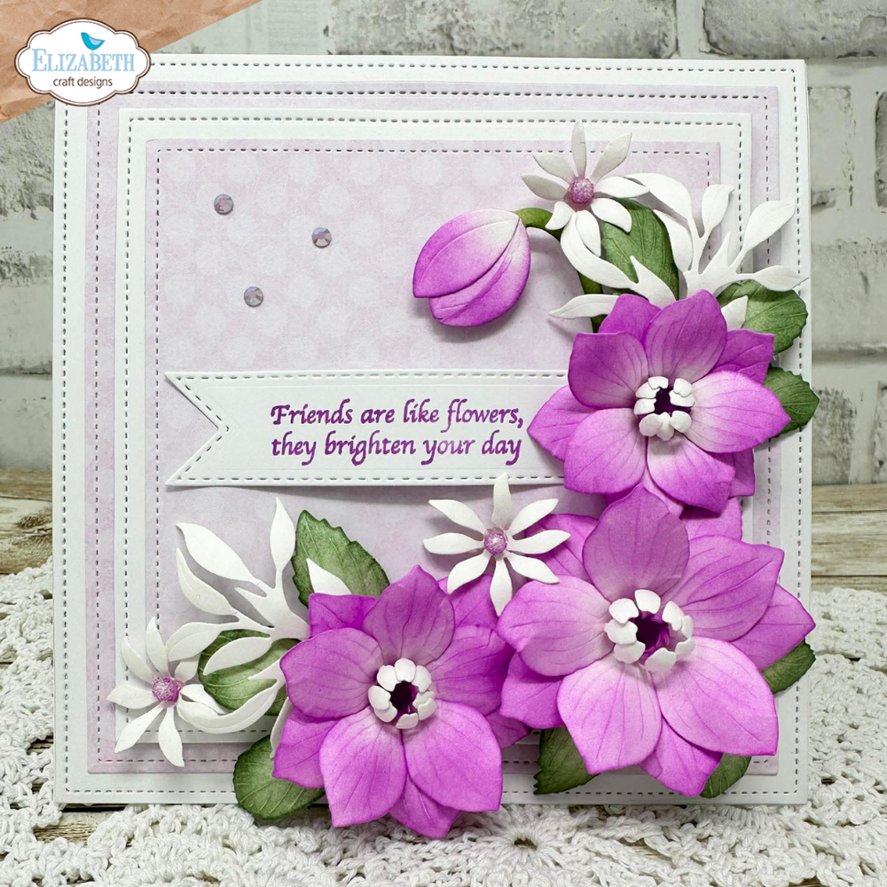 Elizabeth Craft Designs Beautiful Blooms Dies Stitched Squares and Circles (2350)