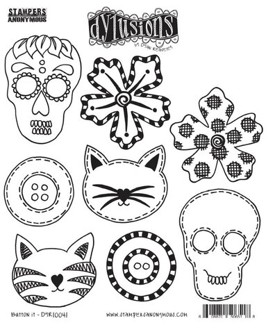 Ranger PRE-ORDER Dylusions Button It Cling Stamps (DYR10041)