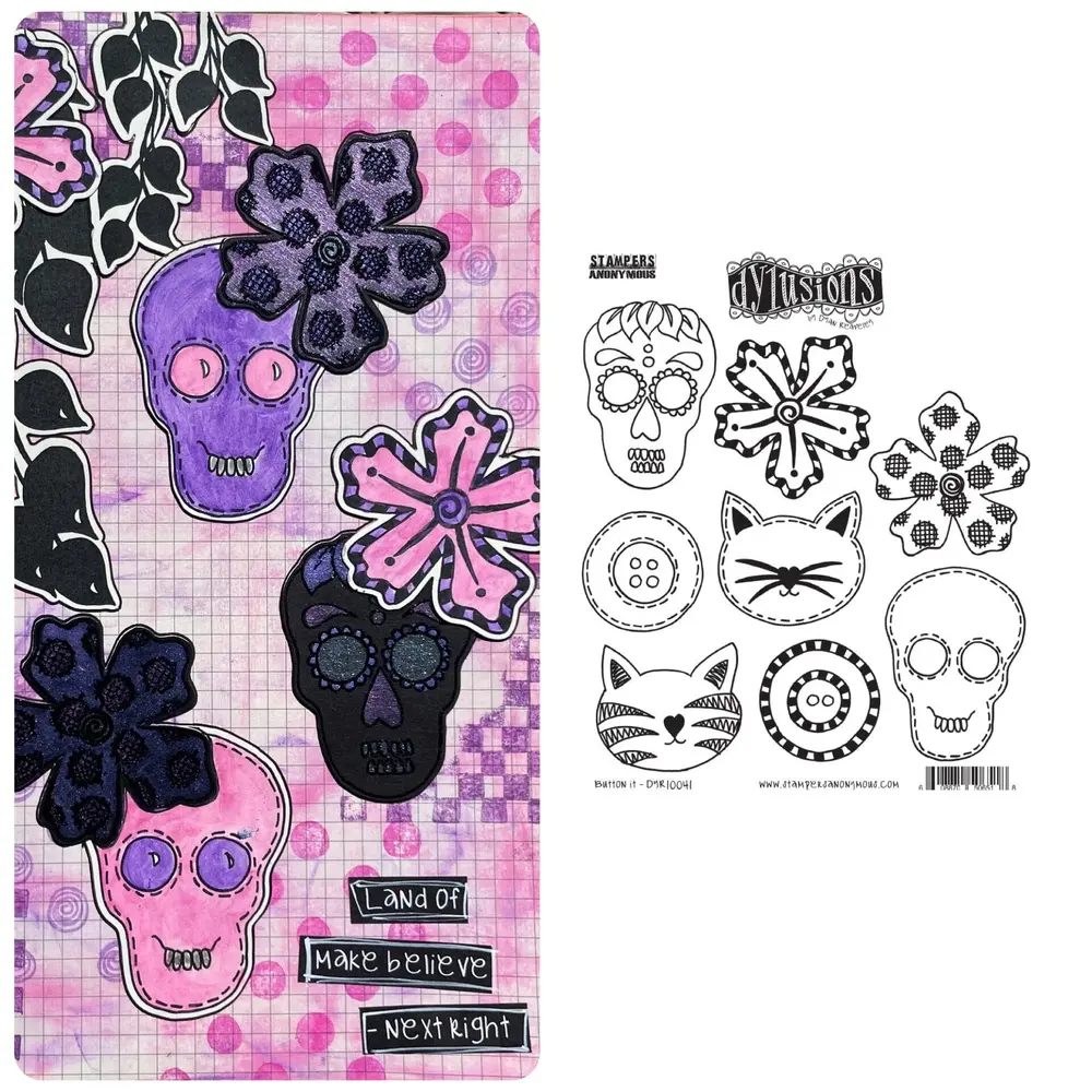 Ranger Dylusions Button It Cling Stamps (DYR10041) Ranger Dylusions Button It Cling Stamps (DYR10041)