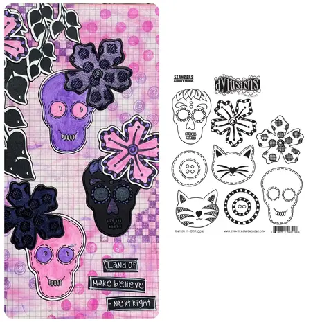 Ranger Dylusions Button It Cling Stamps (DYR10041) Ranger Dylusions Button It Cling Stamps (DYR10041)