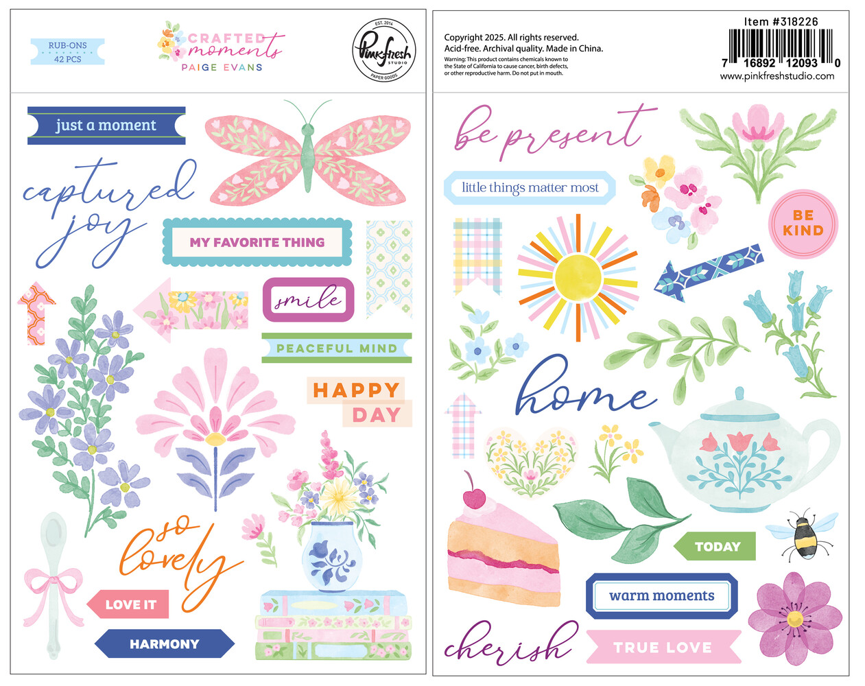 Pinkfresh Studio PRE-ORDER Crafted Moments Rub-ons (318226)