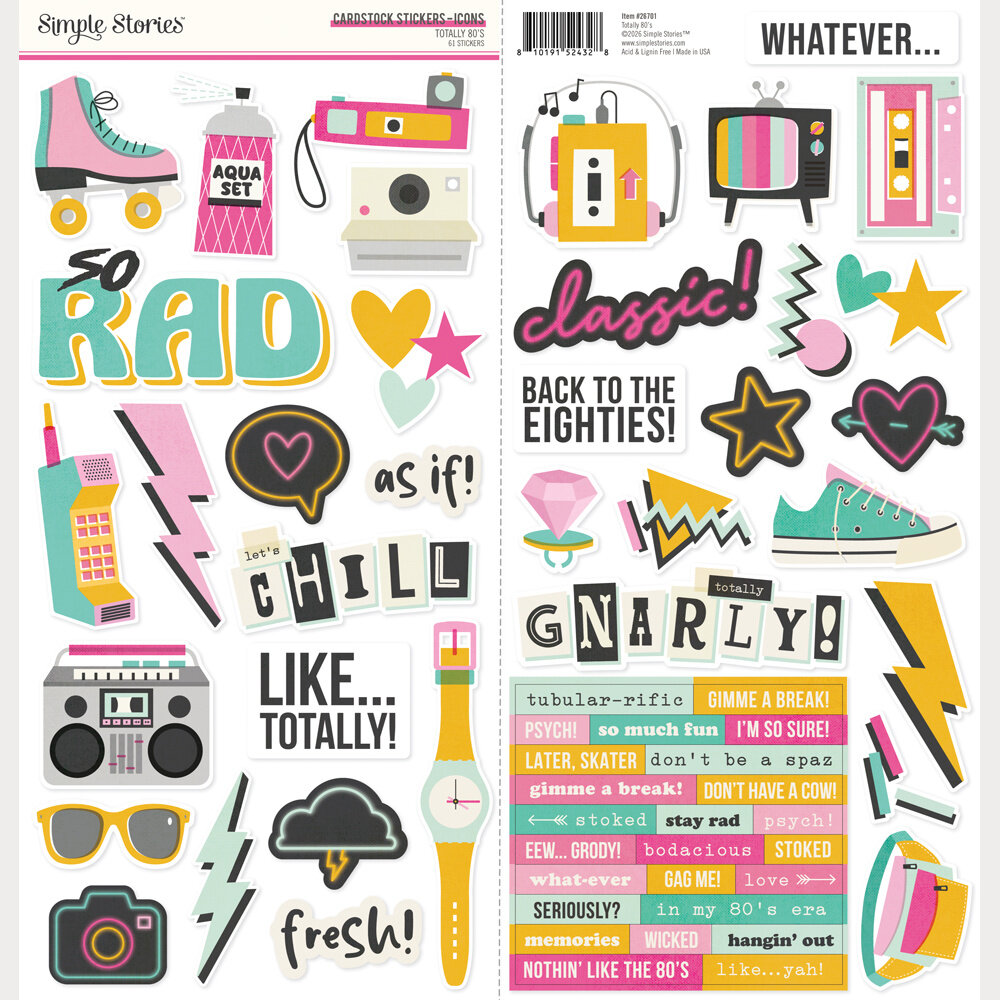 Simple Stories PRE-ORDER Totally 80's Cardstock Stickers Icons (26701) Simple Stories PRE-ORDER Totally 80's Cardstock Stickers Icons (26701)
