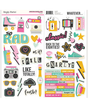 Simple Stories Totally 80's Cardstock Stickers Icons (26701)
