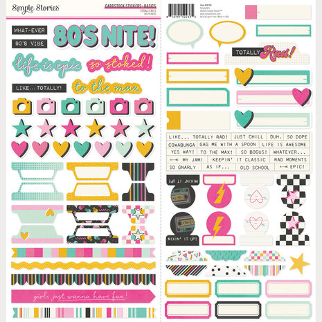 Simple Stories PRE-ORDER Totally 80's Cardstock Stickers Basics (26702)