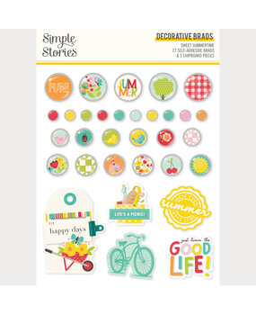 Simple Stories PRE-ORDER Sweet Summertime Decorative Brads (26823)