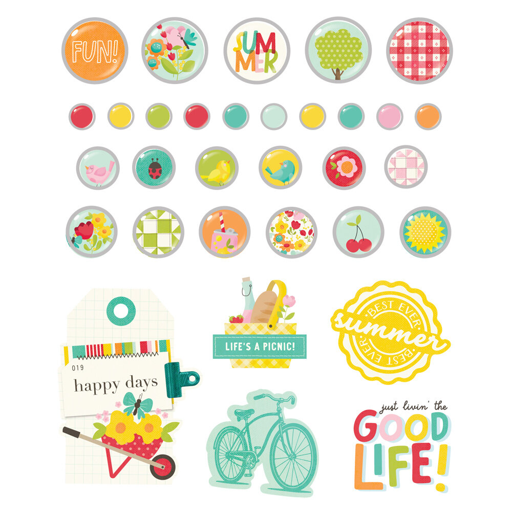 Simple Stories PRE-ORDER Sweet Summertime Decorative Brads (26823)