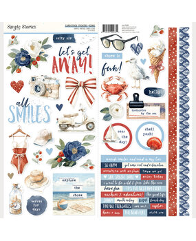 Simple Stories PRE-ORDER Simple Vintage Sand & Sea Cardstock Stickers Icons (26902)
