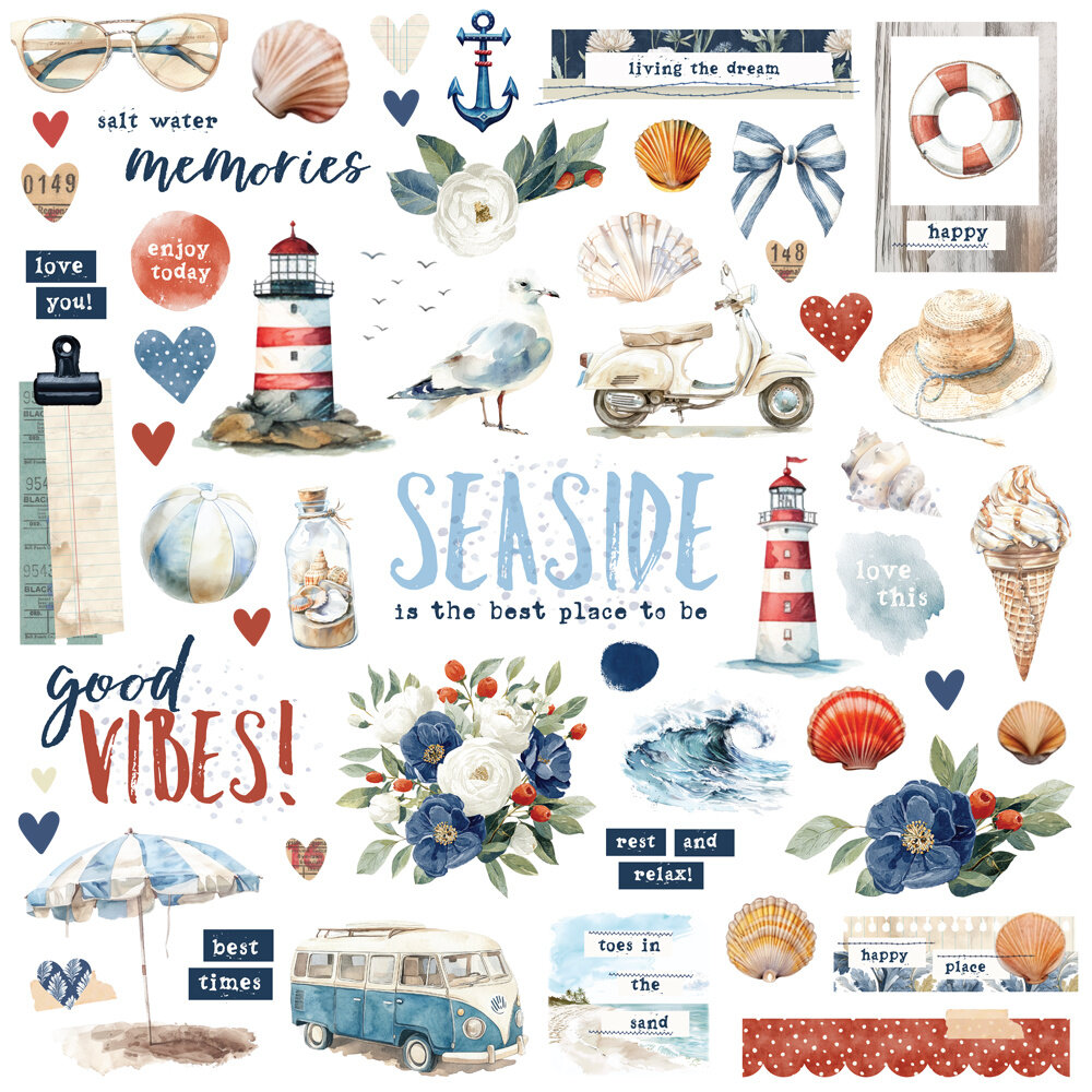 Simple Stories Simple Vintage Sand & Sea Chipboard Pieces (26925) Simple Stories Simple Vintage Sand & Sea Chipboard Pieces (26925)