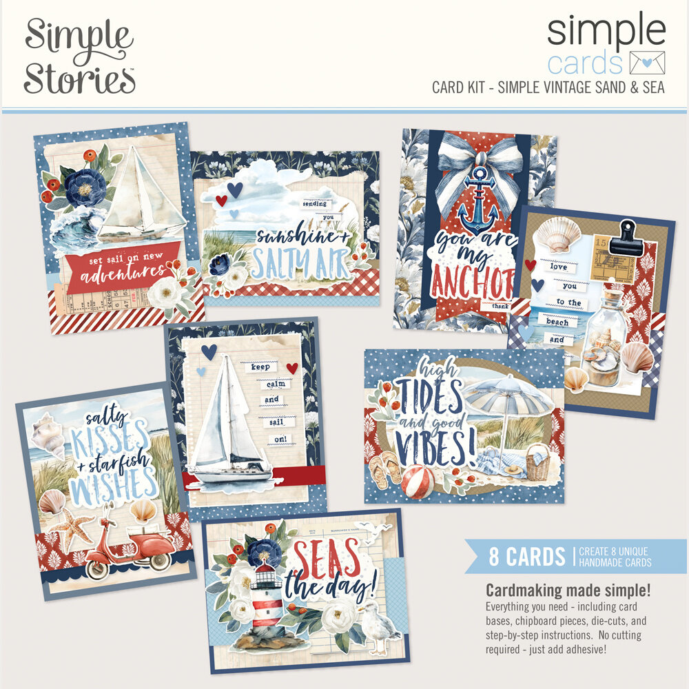 Simple Stories PRE-ORDER Simple Vintage Sand & Sea 12x12 Inch Simple Cards Kit (26934)