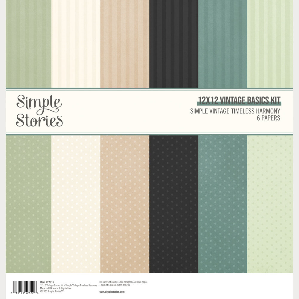 Simple Stories PRE-ORDER Simple Vintage Timeless Harmony 12x12 Inch Vintage Basics Kit (27016)
