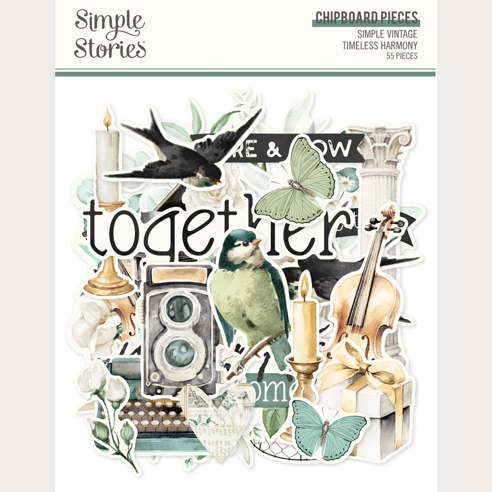 Simple Stories PRE-ORDER Simple Vintage Timeless Harmony Chipboard Pieces (27025)