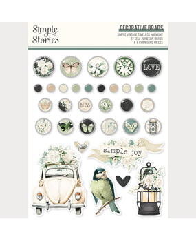 Simple Stories PRE-ORDER Simple Vintage Timeless Harmony Decorative Brads (27031)