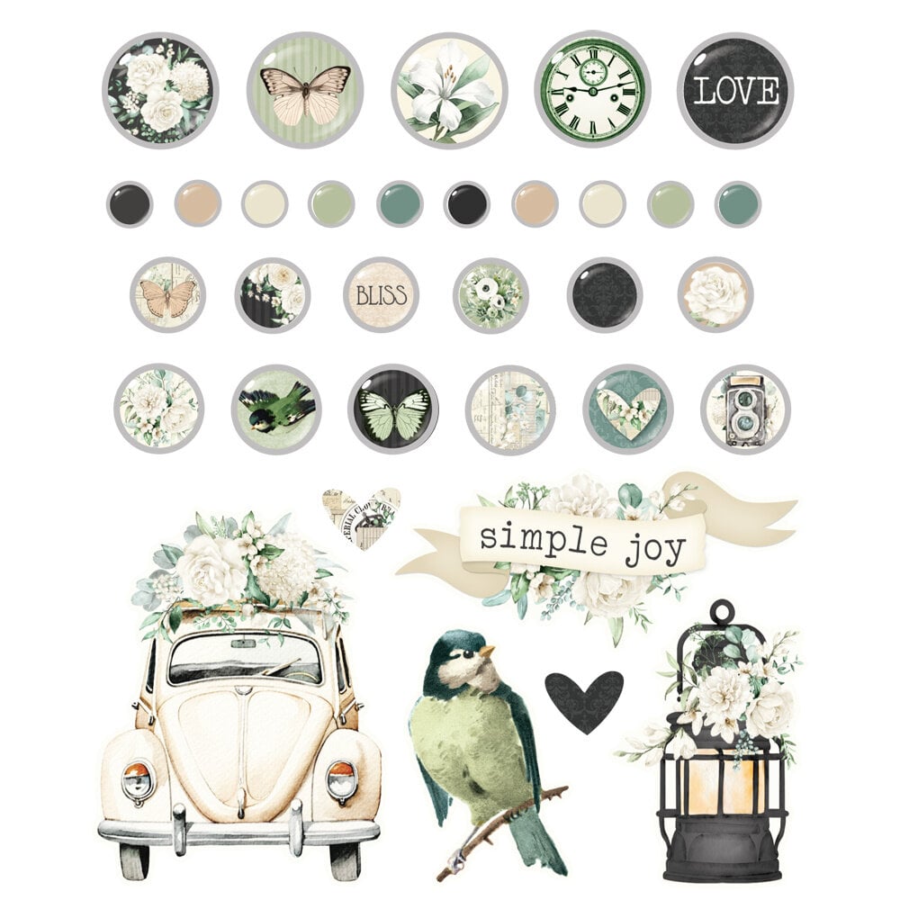 Simple Stories PRE-ORDER Simple Vintage Timeless Harmony Decorative Brads (27031)