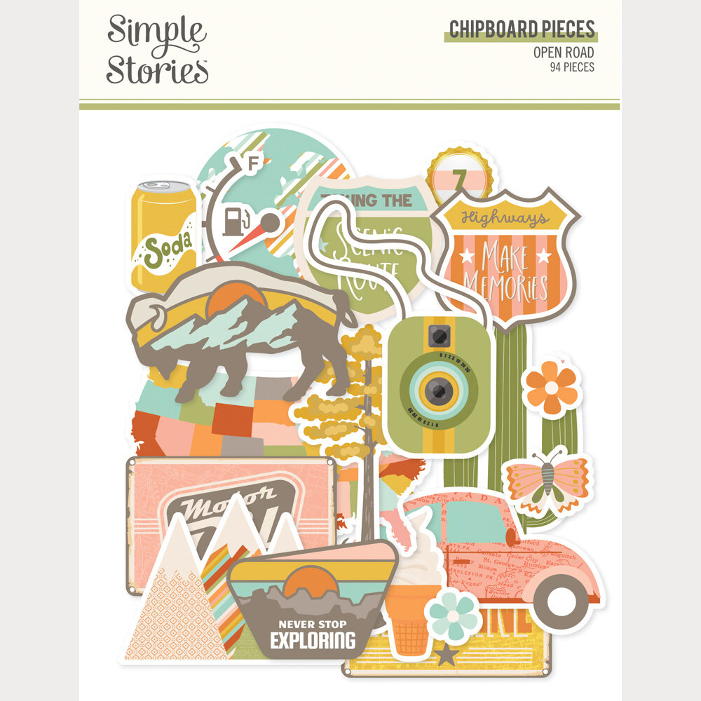 Simple Stories PRE-ORDER Open Road Chipboard Pieces (27118)
