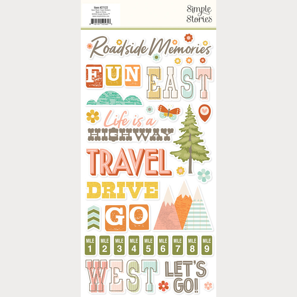Simple Stories PRE-ORDER Open Road Foam Stickers (27122) Simple Stories PRE-ORDER Open Road Foam Stickers (27122)