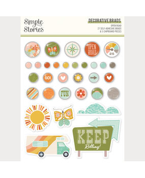 Simple Stories PRE-ORDER Open Road Decorative Brads (27123) Simple Stories PRE-ORDER Open Road Decorative Brads (27123)