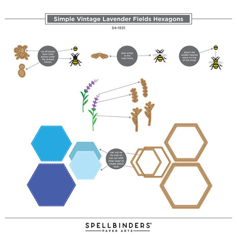 Spellbinders Simple Vintage Lavender Fields Etched Dies Hexagons (S4-1531) Spellbinders Simple Vintage Lavender Fields Etched Dies Hexagons (S4-1531)