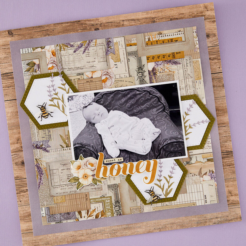 Spellbinders Simple Vintage Lavender Fields Etched Dies Hexagons (S4-1531) Spellbinders Simple Vintage Lavender Fields Etched Dies Hexagons (S4-1531)