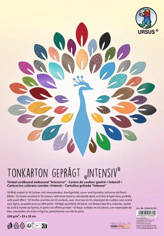 Ursus Textured Cardstock Intensiv 50 Vellen 23x33 cm (8184 00 99) Ursus Textured Cardstock Intensiv 50 Vellen 23x33 cm (8184 00 99)