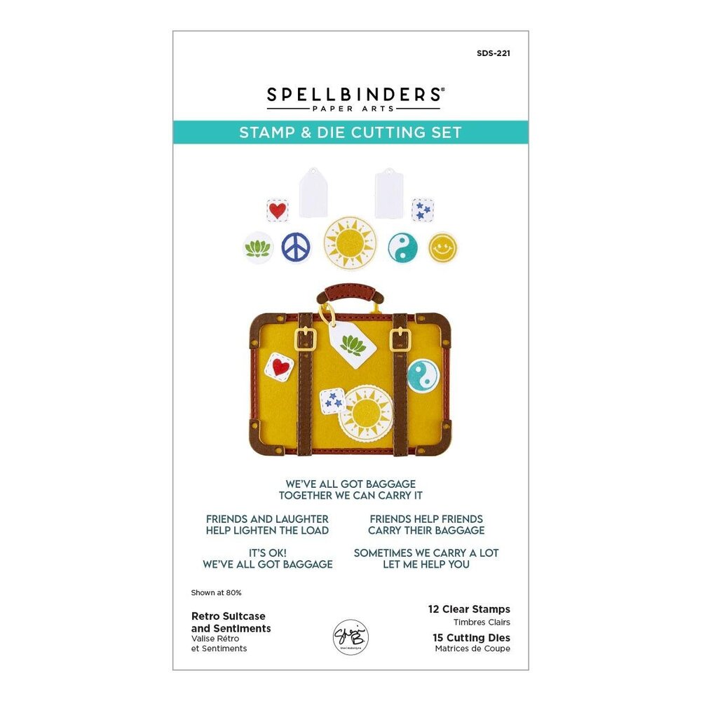 Spellbinders PRE-ORDER We All Have Baggage Retro Suitcase and Sentiments Stamp & Die Set (SDS-221) Spellbinders PRE-ORDER We All Have Baggage Retro Suitcase and Sentiments Stamp & Die Set (SDS-221)