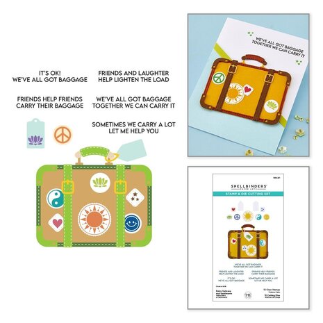 Spellbinders PRE-ORDER We All Have Baggage Retro Suitcase and Sentiments Stamp & Die Set (SDS-221) Spellbinders PRE-ORDER We All Have Baggage Retro Suitcase and Sentiments Stamp & Die Set (SDS-221)