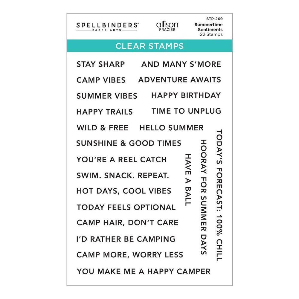 Spellbinders PRE-ORDER Summer Camp Summertime Sentiments Clear Stamp (STP-269) Spellbinders PRE-ORDER Summer Camp Summertime Sentiments Clear Stamp (STP-269)