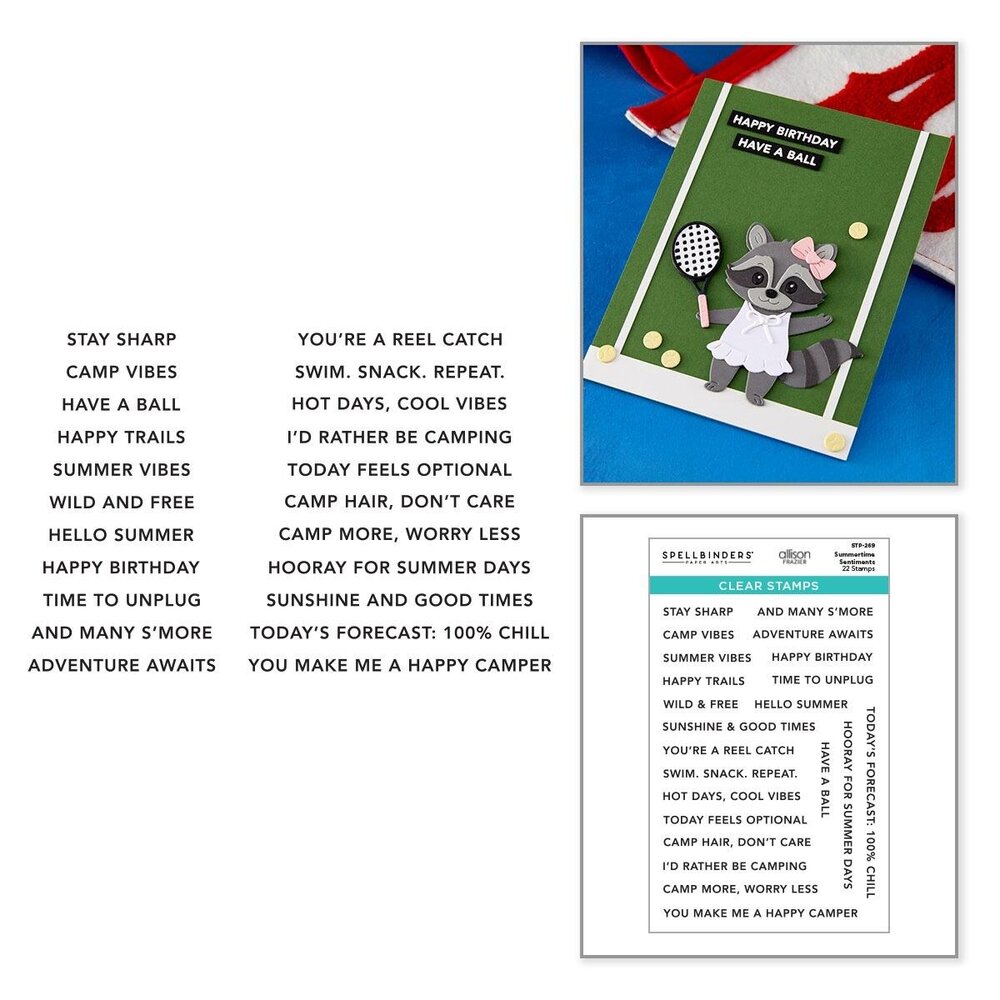 Spellbinders PRE-ORDER Summer Camp Summertime Sentiments Clear Stamp (STP-269) Spellbinders PRE-ORDER Summer Camp Summertime Sentiments Clear Stamp (STP-269)