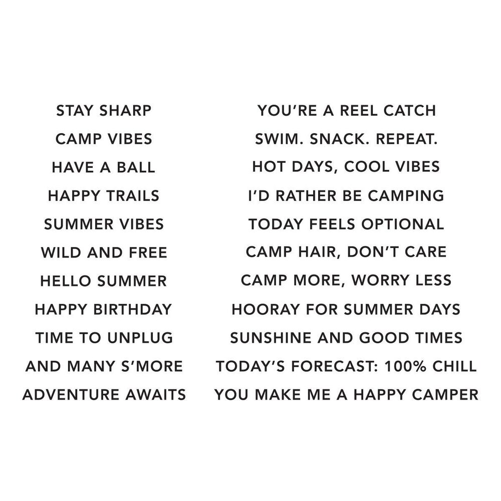 Spellbinders PRE-ORDER Summer Camp Summertime Sentiments Clear Stamp (STP-269) Spellbinders PRE-ORDER Summer Camp Summertime Sentiments Clear Stamp (STP-269)