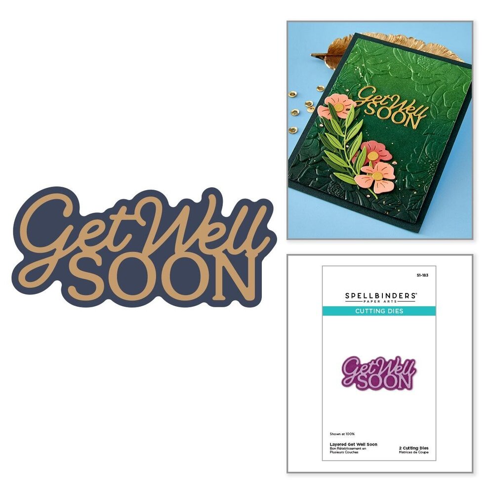 Spellbinders Essentially Yours Sentiments Layered Get Well Soon Dies (S1-183)