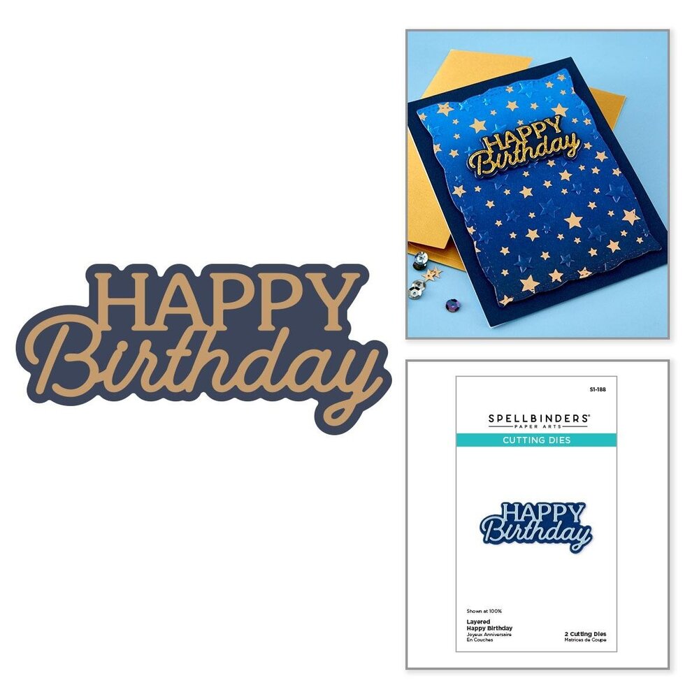 Spellbinders Essentially Yours Sentiments Layered Happy Birthday Dies (S1-188) Spellbinders Essentially Yours Sentiments Layered Happy Birthday Dies (S1-188)