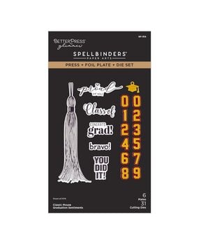 Spellbinders Say Cheese Classic Mouse Graduation Sentiments Press Plate & Die Set (BP-358)