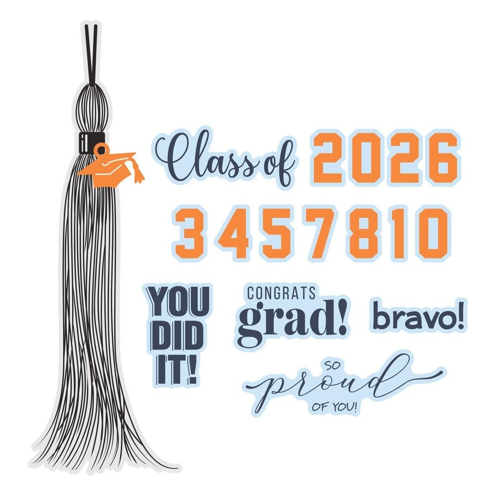 Spellbinders Say Cheese Classic Mouse Graduation Sentiments Press Plate & Die Set (BP-358)