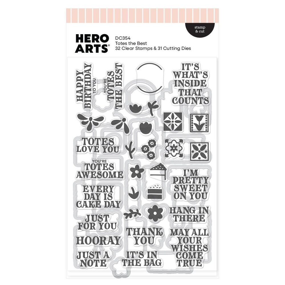 Hero Arts PRE-ORDER Tote-ally Awesome Stamps & Dies Totes the Best (DC354)