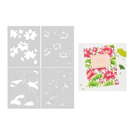 Hero Arts Tranquil Garden Lotus Field Layering Stencils (SA307) Hero Arts Tranquil Garden Lotus Field Layering Stencils (SA307)