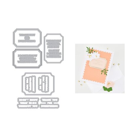 Hero Arts PRE-ORDER Tranquil Garden Lovely Labels Hot Foil Plate & Die Set (HC109)