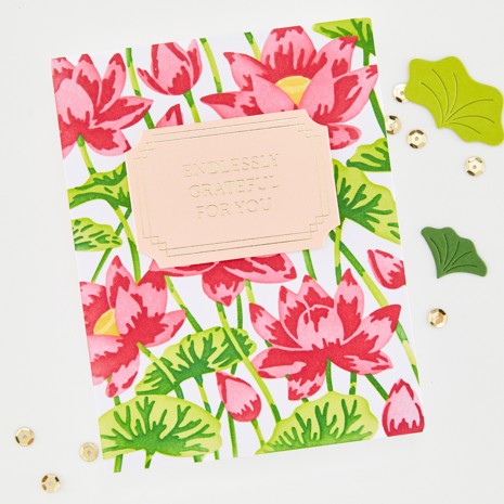Hero Arts Tranquil Garden Lotus Field Hot Foil Plate & Die Set (HP114)