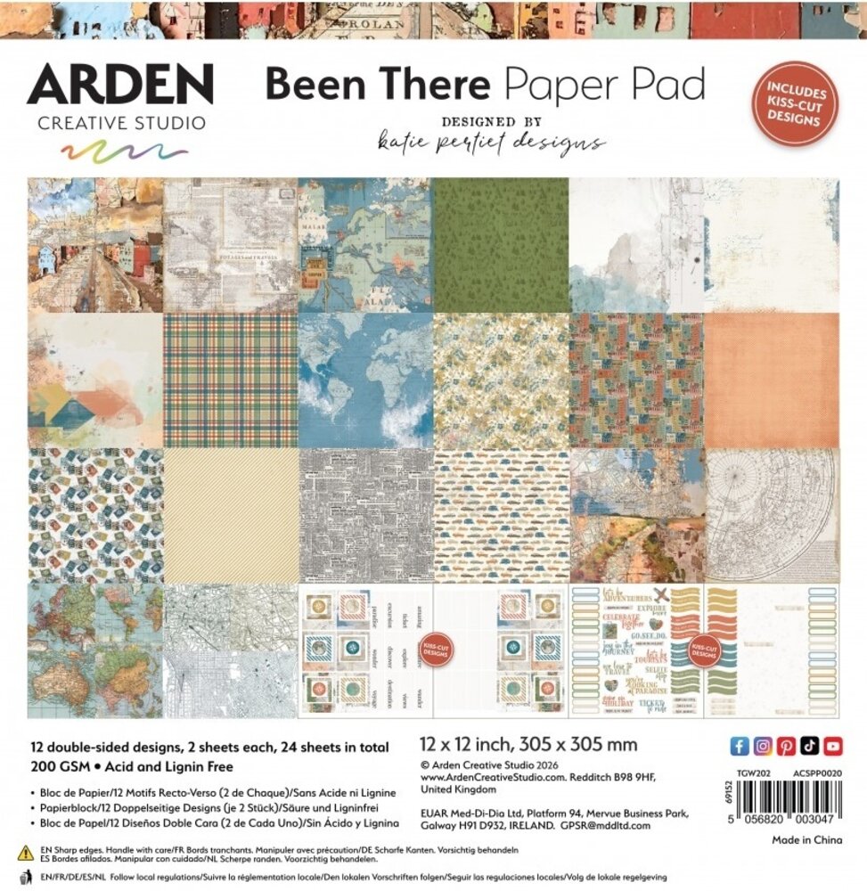 Arden Creative Studio Been There 12x12 Inch Paper Pad (ACSPP0020) Arden Creative Studio Been There 12x12 Inch Paper Pad (ACSPP0020)