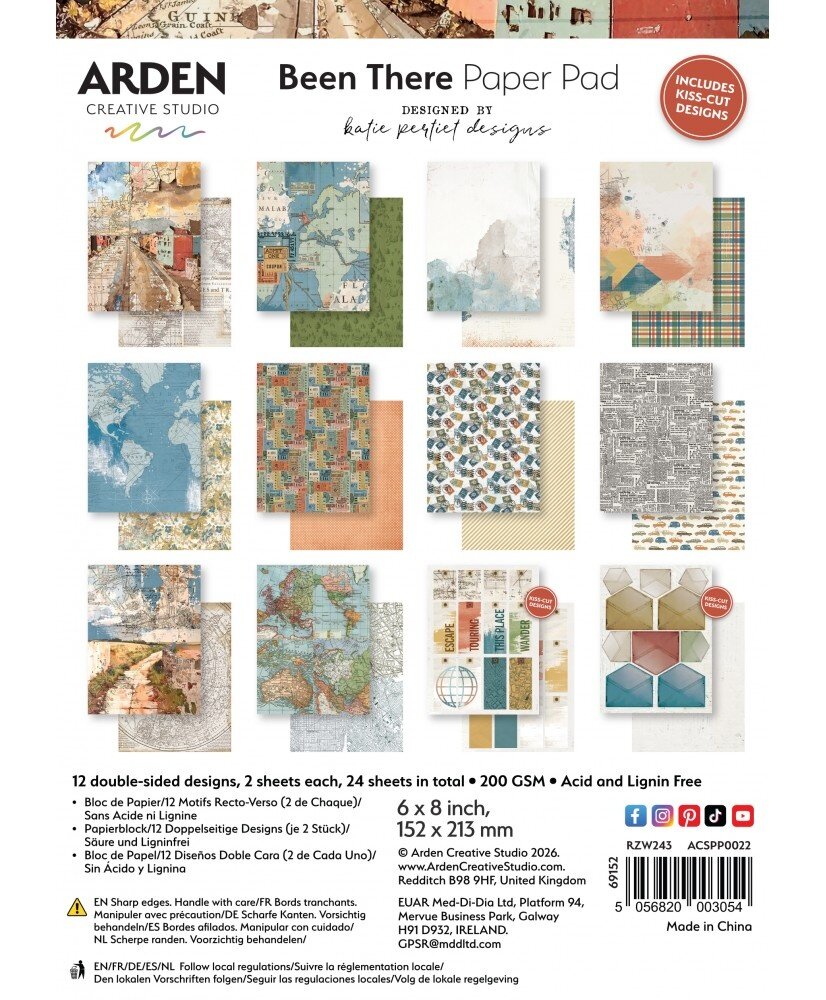 Arden Creative Studio Been There 6x8 Inch Paper Pad (ACSPP0022) Arden Creative Studio Been There 6x8 Inch Paper Pad (ACSPP0022)